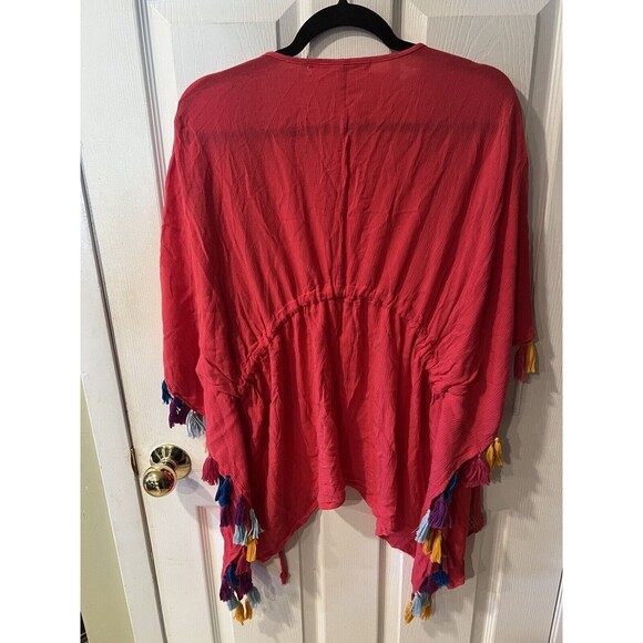 Revolve Michael Stars Caftan Womens One Size Swim Cover Up Tassels For All Ruana - Picture 6 of 7